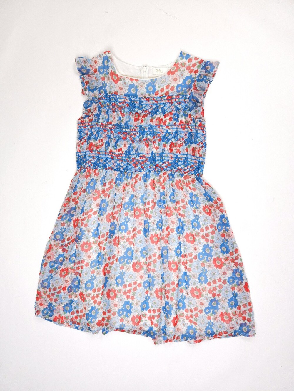 Boden Girls 13-14Y Smocked Floral Flutter Dress Red Blue 164cm